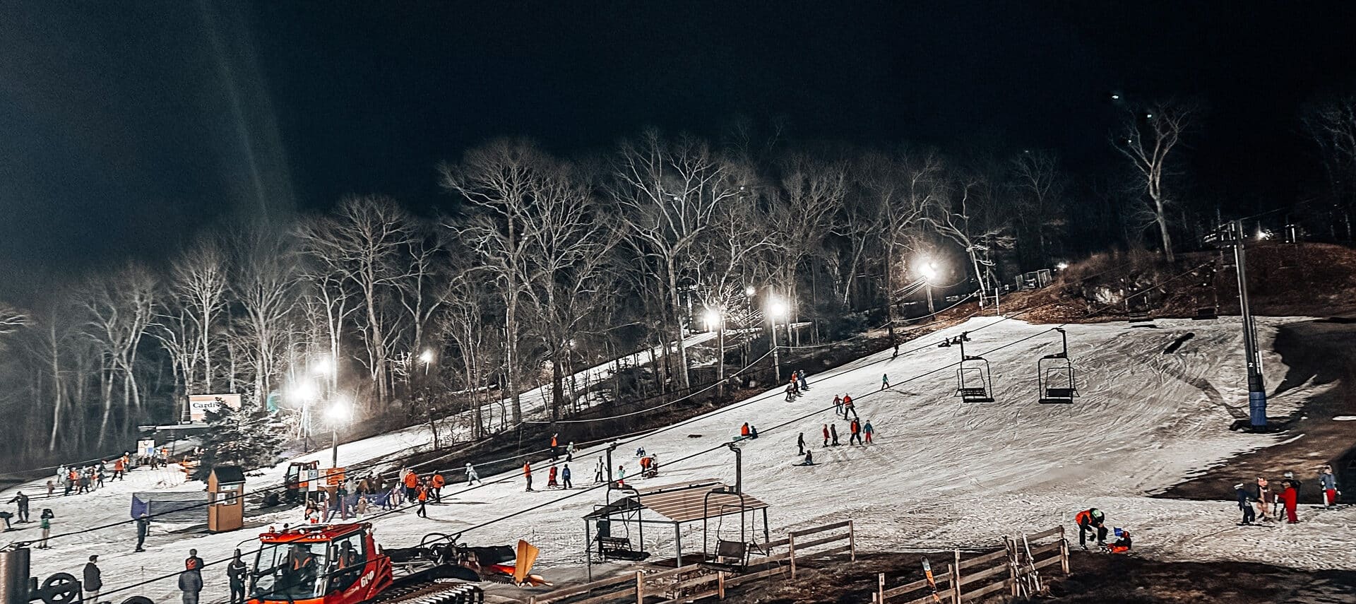 Ski slopes light up in darkness